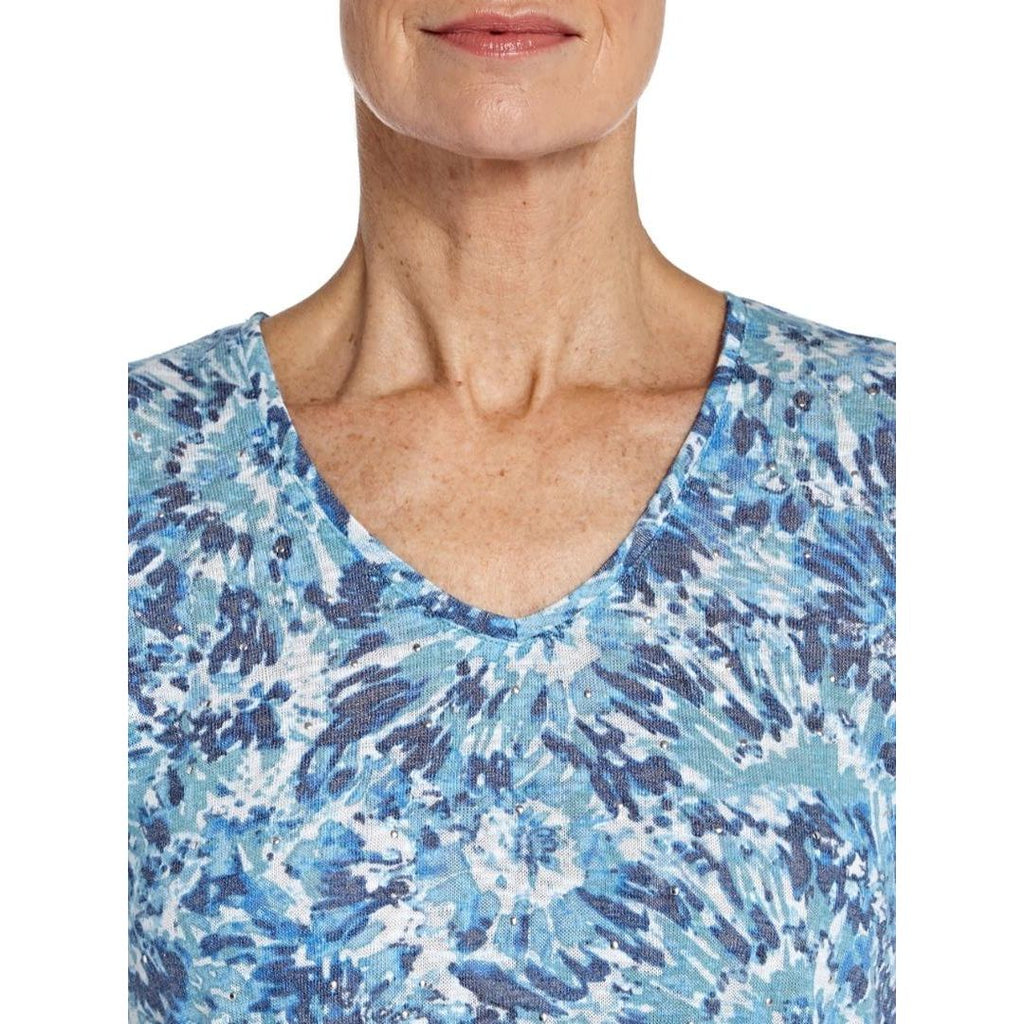 TIGI Lagoon Printed V - Neck Top - Beales department store