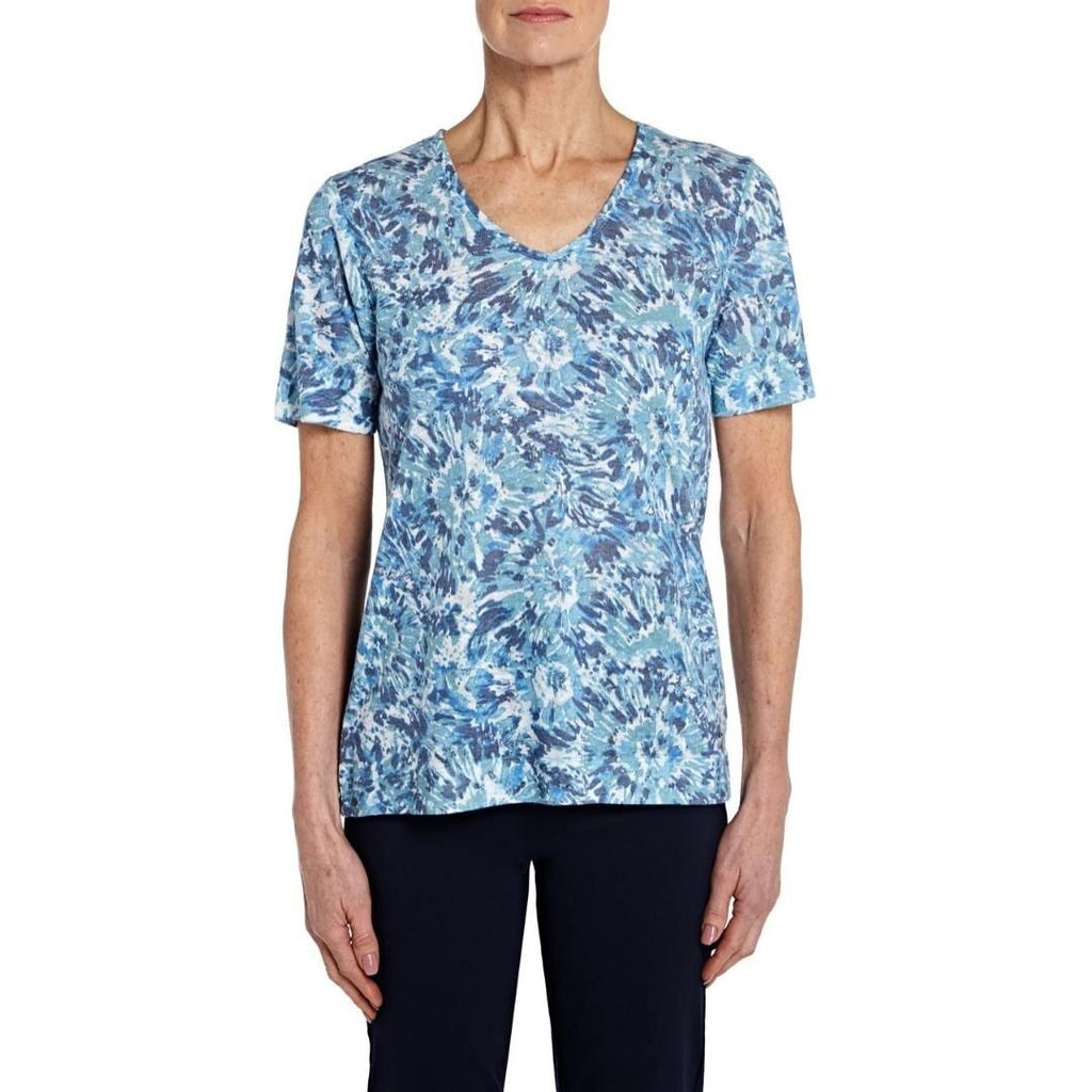 TIGI Lagoon Printed V - Neck Top - Beales department store