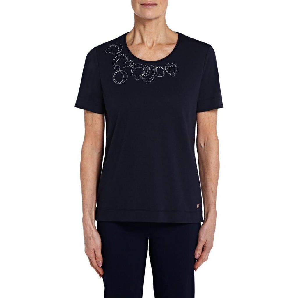 TIGI Navy Embroidery Top - Beales department store