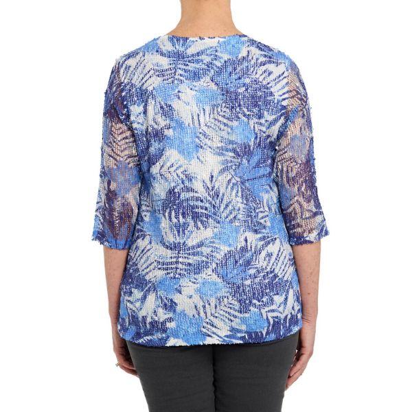 TIGI Printed Mesh Top - Ultramarine - Beales department store