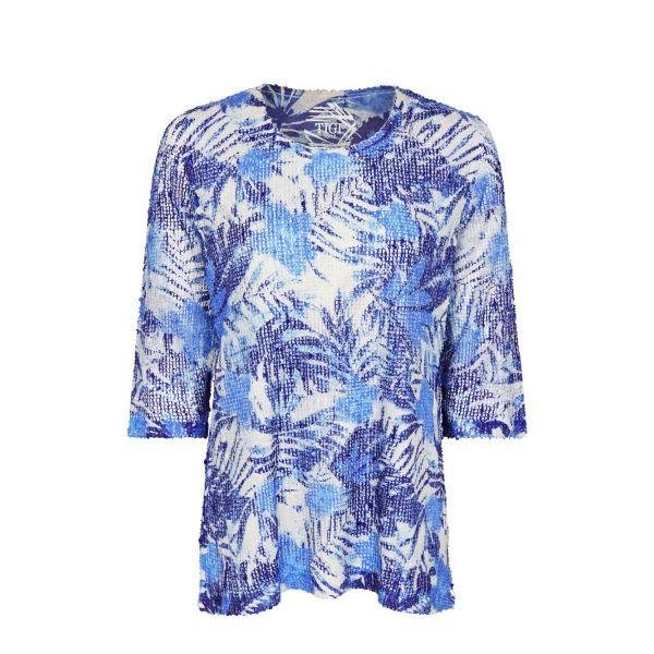 TIGI Printed Mesh Top - Ultramarine - Beales department store