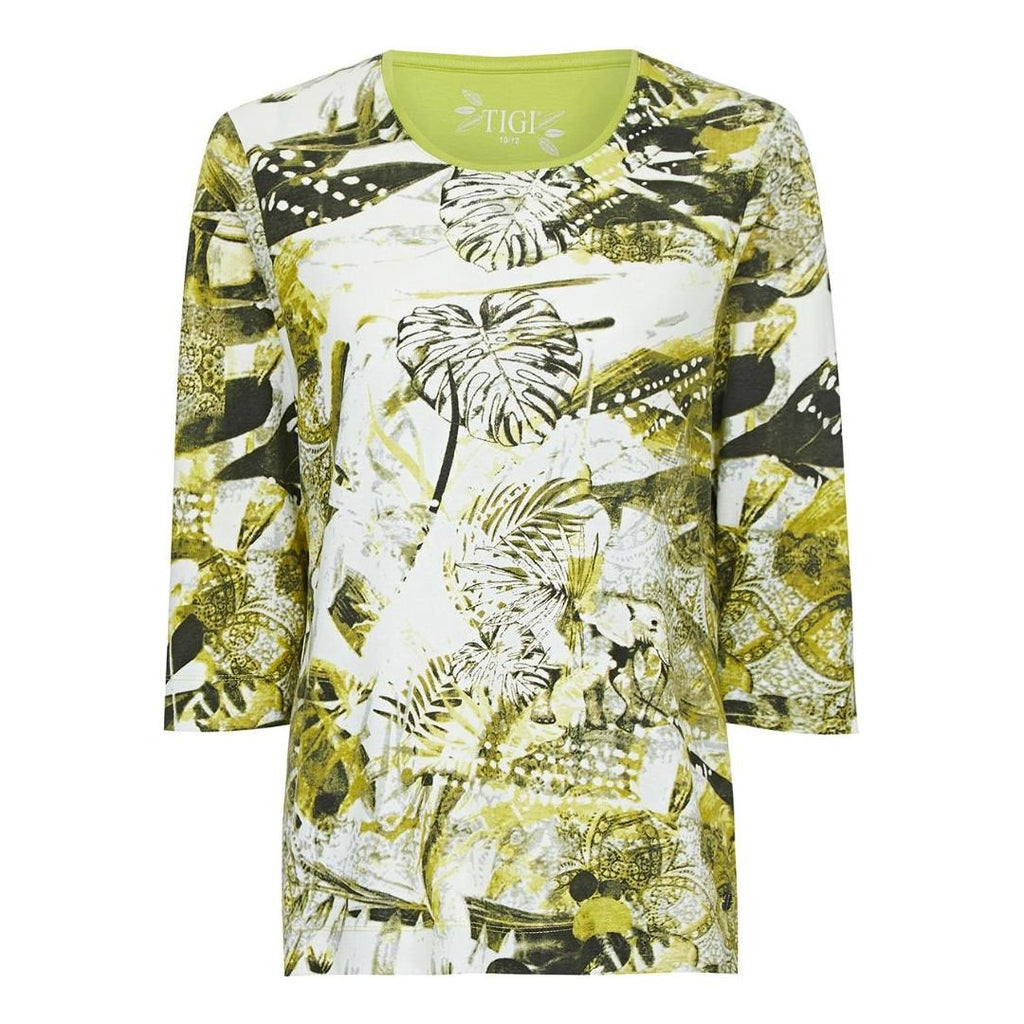 TIGI Ribbed Jungle-Print Top - Beales department store