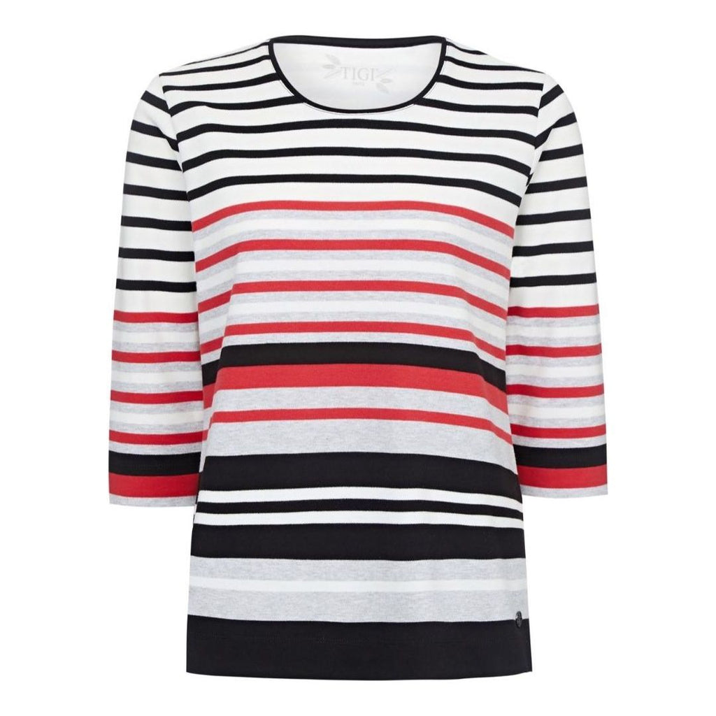 TIGI Striped Round Neck Top - Beales department store