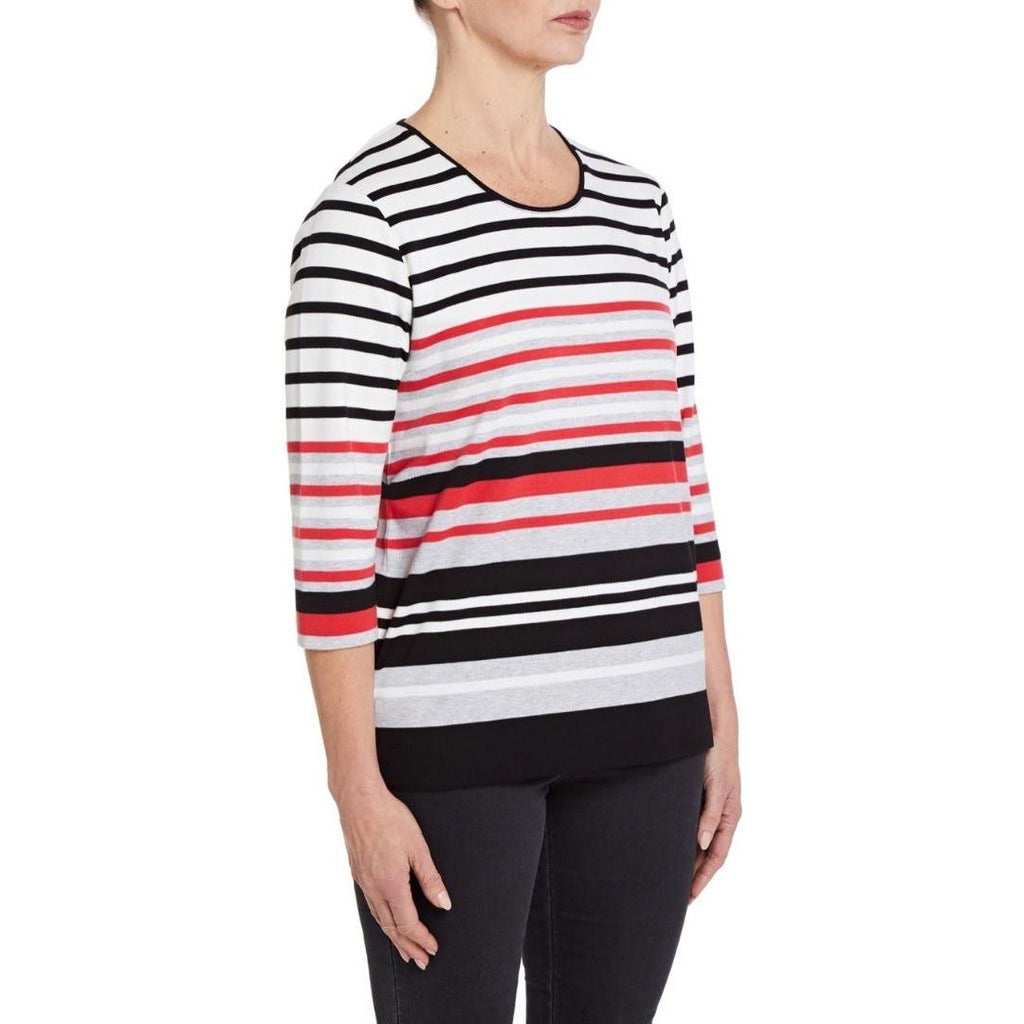 TIGI Striped Round Neck Top - Beales department store