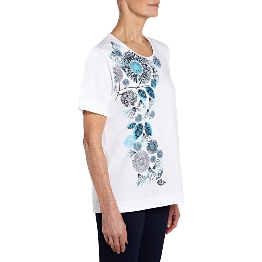 TIGI White Flower Print T-Shirt - Beales department store