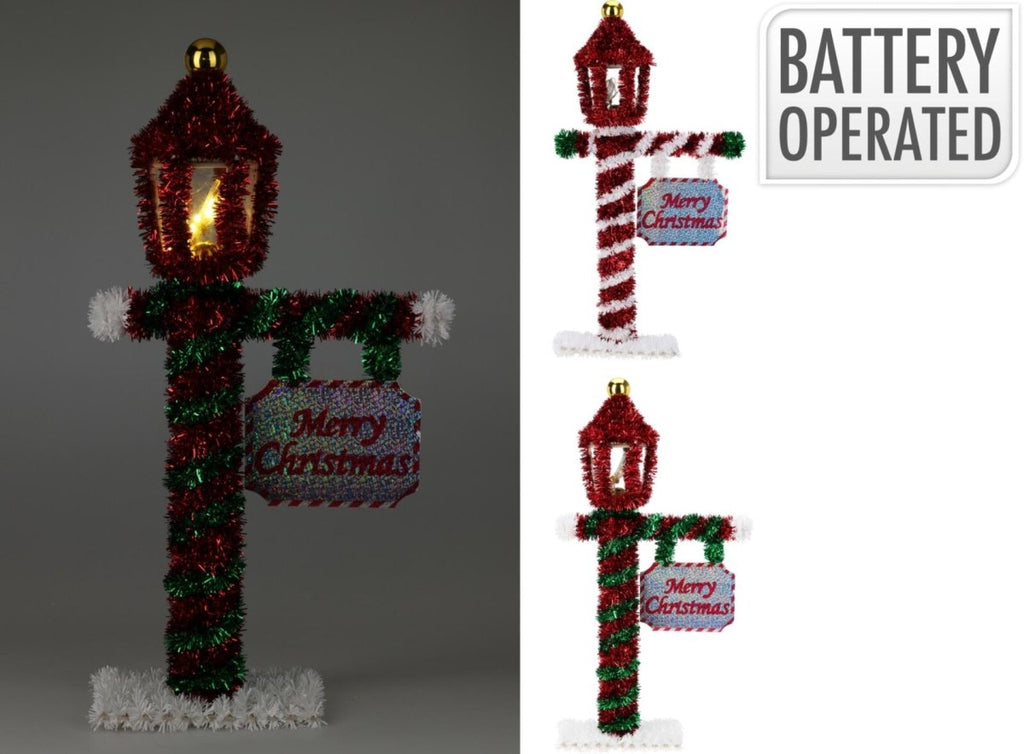 Tinsel Lampppst With LED Light 45cm - Available In 2 Colours - Beales department store