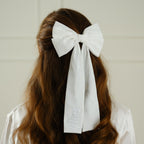 Cream Satin Embroidered 'Mrs' Hair Bow- 5 Inner Pack