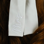 Cream Satin Embroidered 'Mrs' Hair Bow- 5 Inner Pack