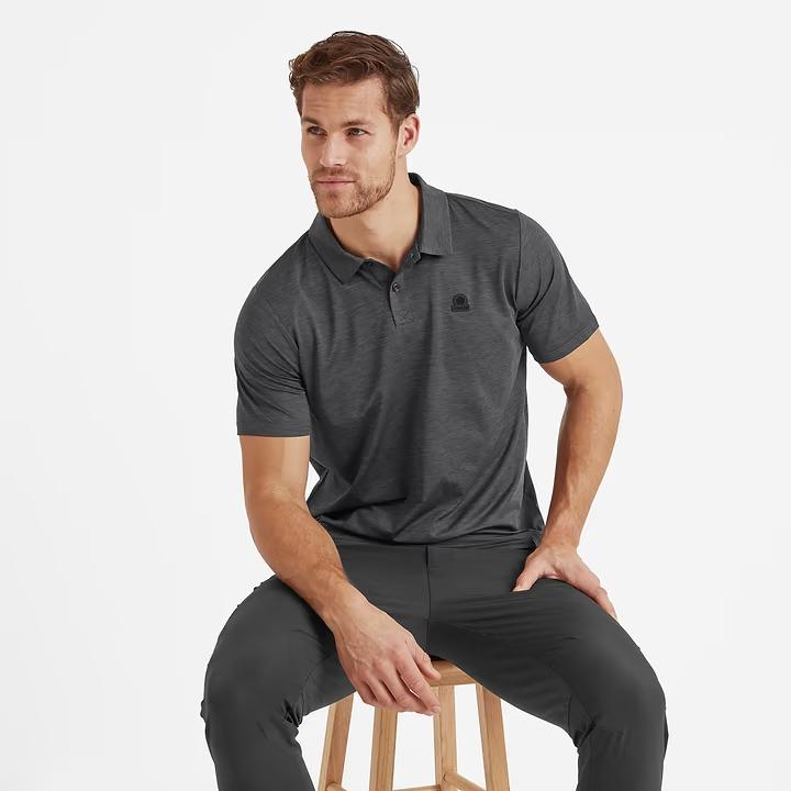 Tog 24 Trig Mens Polo Tech Shirt - Black Marl - Beales department store