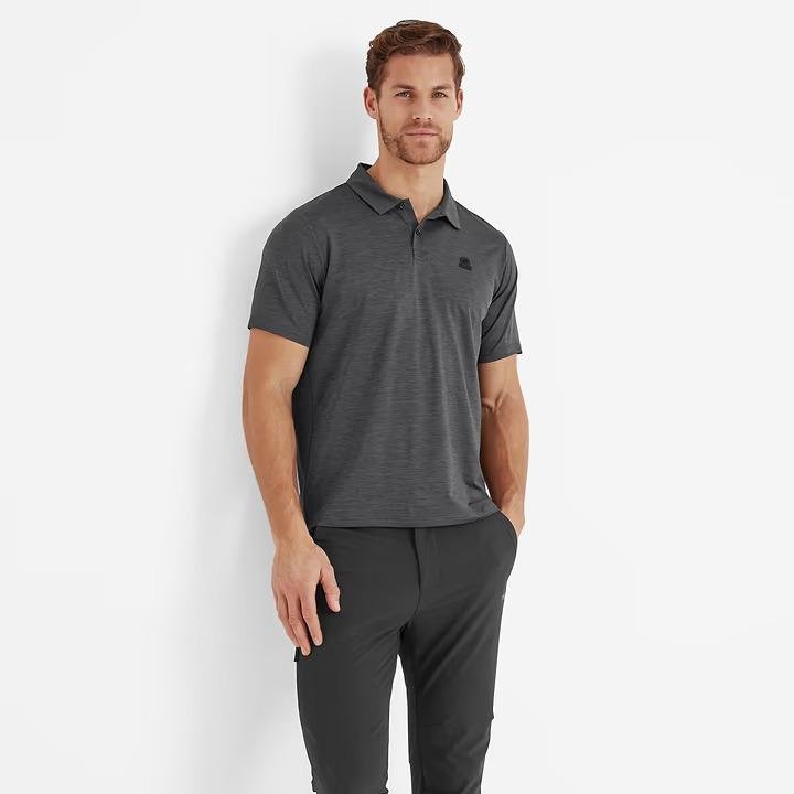 Tog 24 Trig Mens Polo Tech Shirt - Black Marl - Beales department store