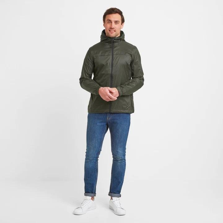 TOG24 Craven Mens Waterproof Packaway Jacket - Dark Khaki - Beales department store