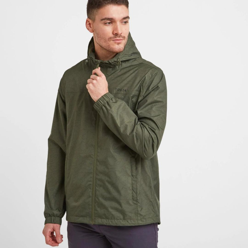 Tog24 Craven Mens Waterproof Packaway Jacket - Khaki Outline Camo - Beales department store