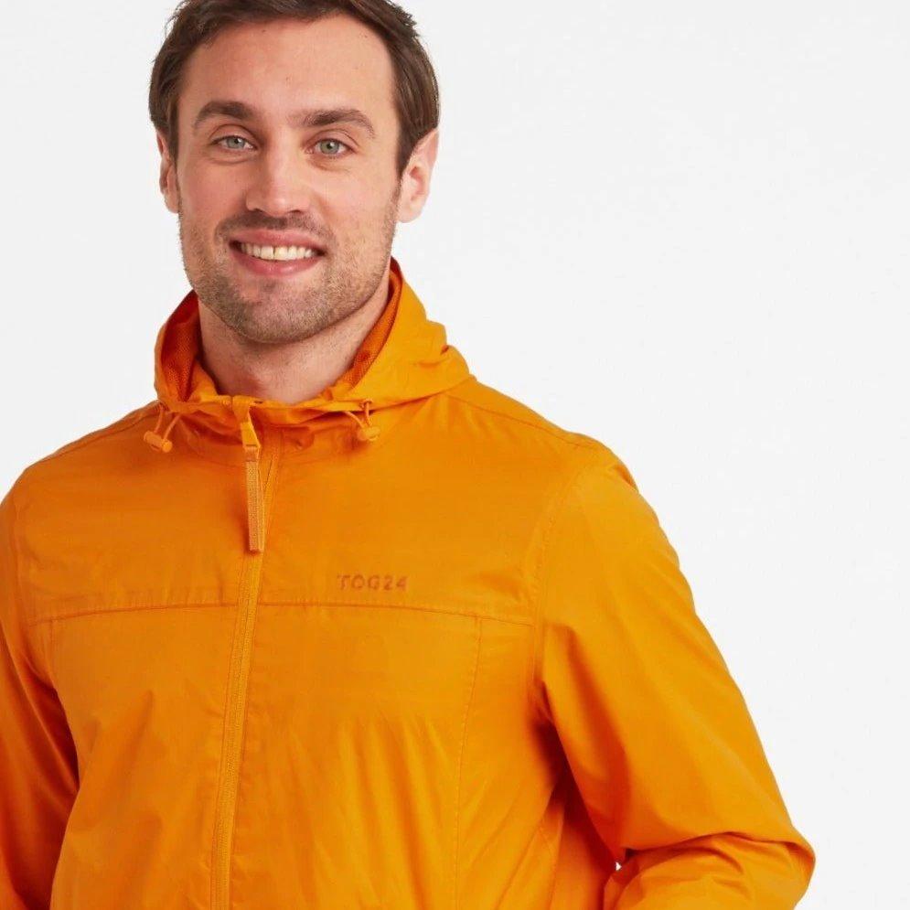 Tog24 Craven Mens Waterproof Packaway Jacket - Orange Sunset - Beales department store