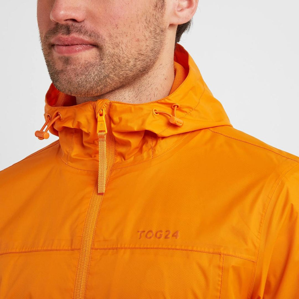 Tog24 Craven Mens Waterproof Packaway Jacket - Orange Sunset - Beales department store