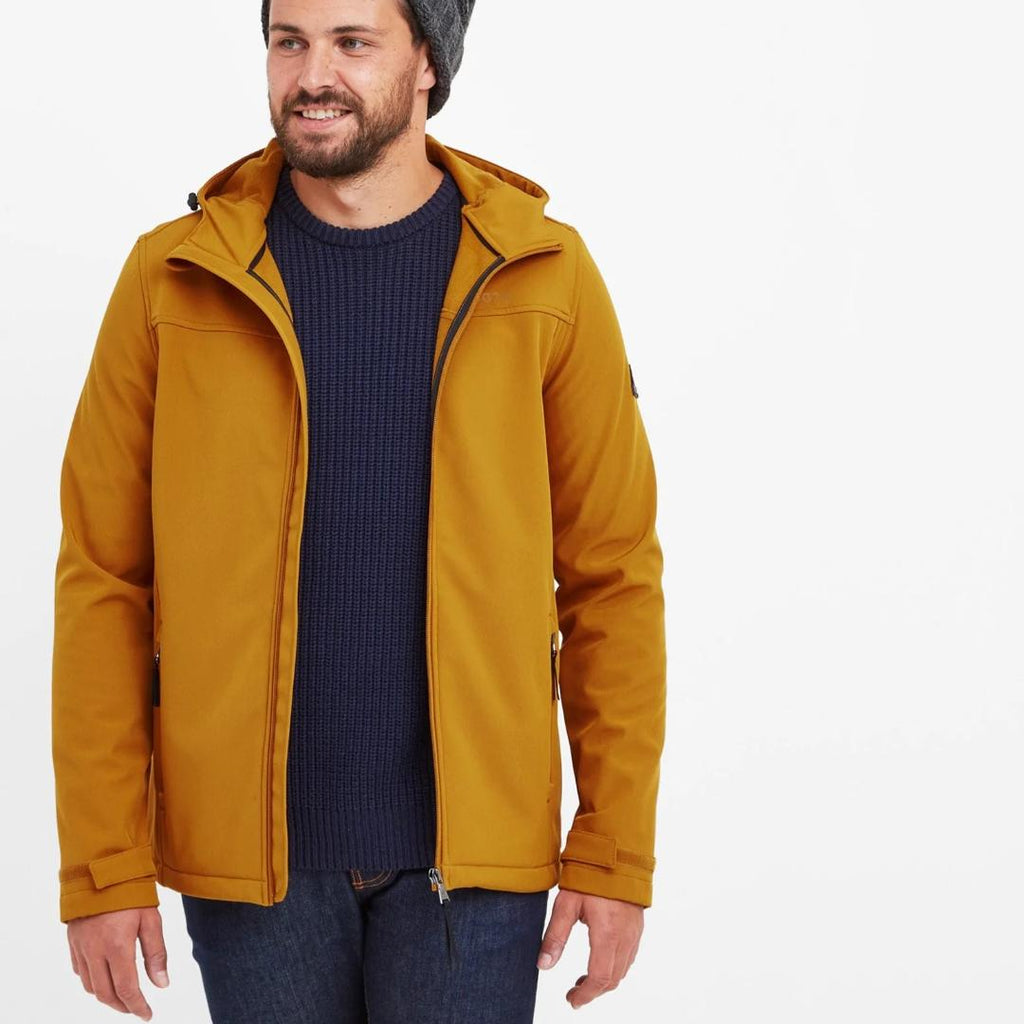 TOG24 Feizor Mens Softshell Hooded Jacket - Mustard - Beales department store