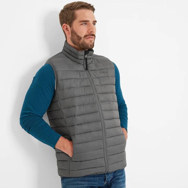 TOG24 Gibson Mens Insulated Padded Gilet - Steel - Beales department store