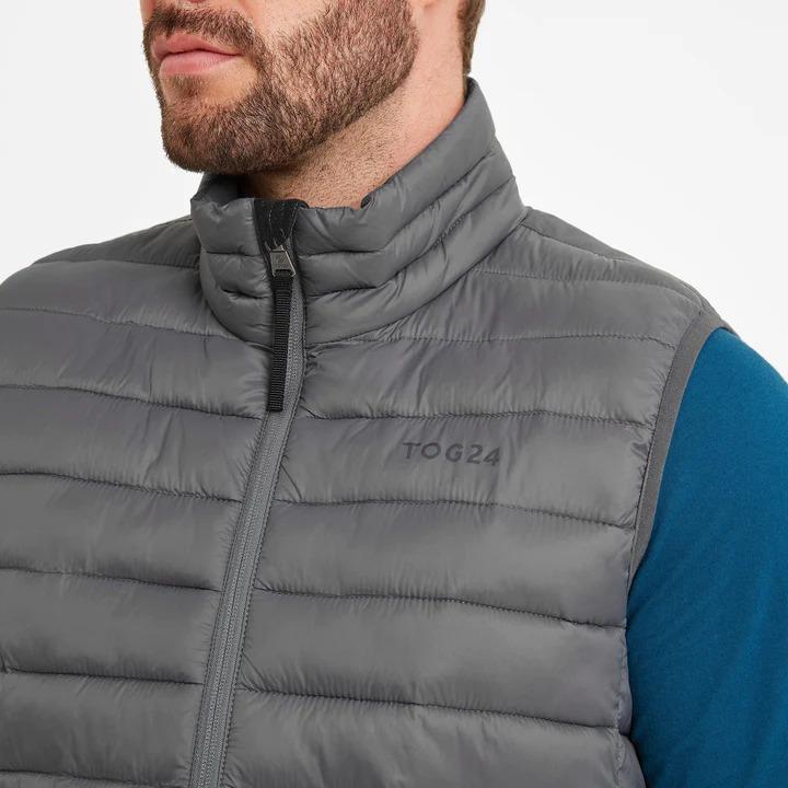 TOG24 Gibson Mens Insulated Padded Gilet - Steel - Beales department store