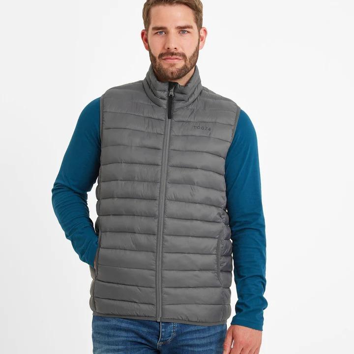 TOG24 Gibson Mens Insulated Padded Gilet - Steel - Beales department store