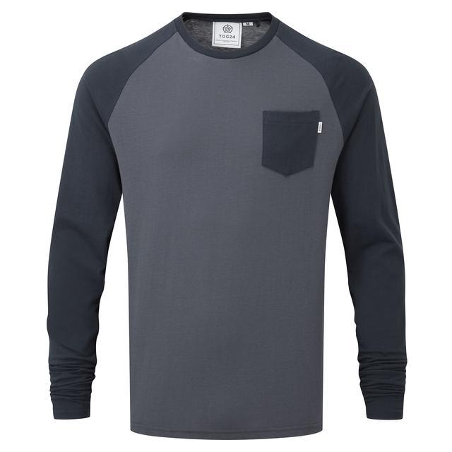 TOG24 Kennett Long Sleeve Raglan T-Shirt - Washed Blue/Dark Indigo - Beales department store