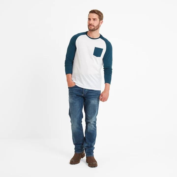 TOG24 Kennett Mens Long Sleeve Raglan T - Shirt - Lagoon - Beales department store