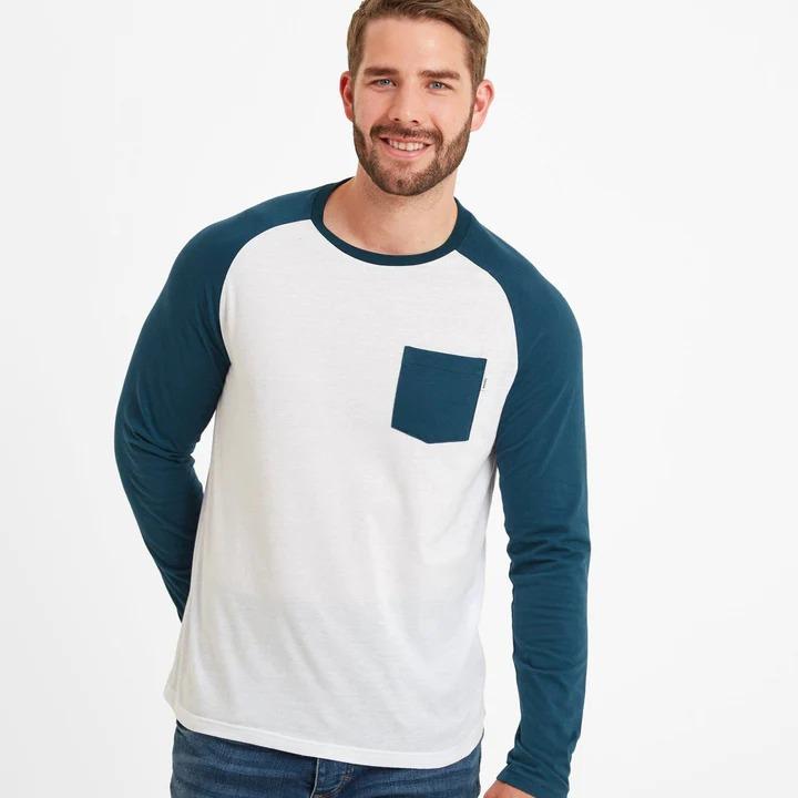 TOG24 Kennett Mens Long Sleeve Raglan T - Shirt - Lagoon - Beales department store