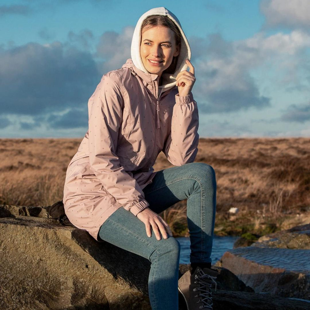 Tog24 Kilnsey Womens Waterproof Jacket - Faded Pink Spot - Beales department store