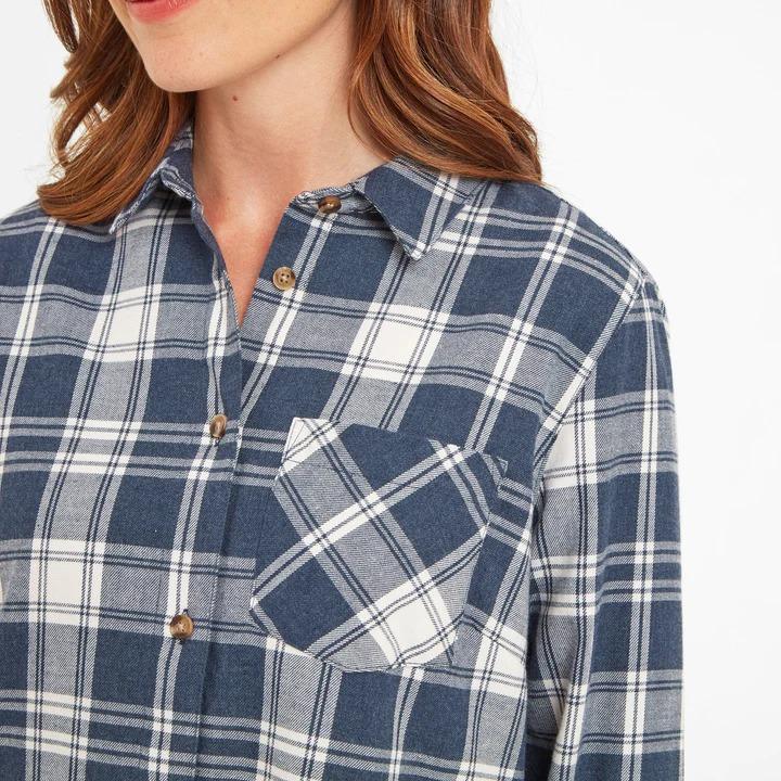 TOG24 Malia Womens Long Sleeve Shirt - Navy Marl Check - Beales department store