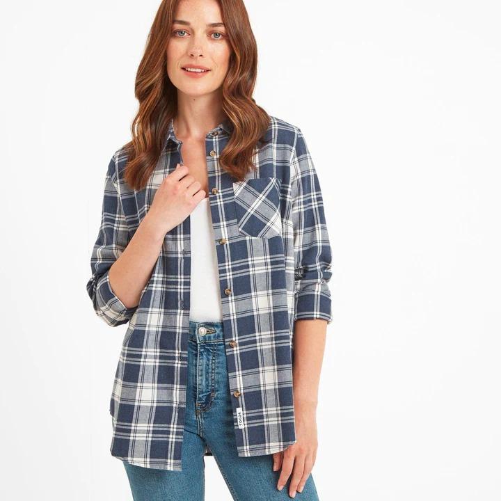 TOG24 Malia Womens Long Sleeve Shirt - Navy Marl Check - Beales department store