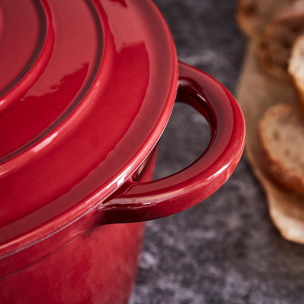 Tower 24cm Cast Iron Round Casserole Dish Bordeaux Red - Beales department store