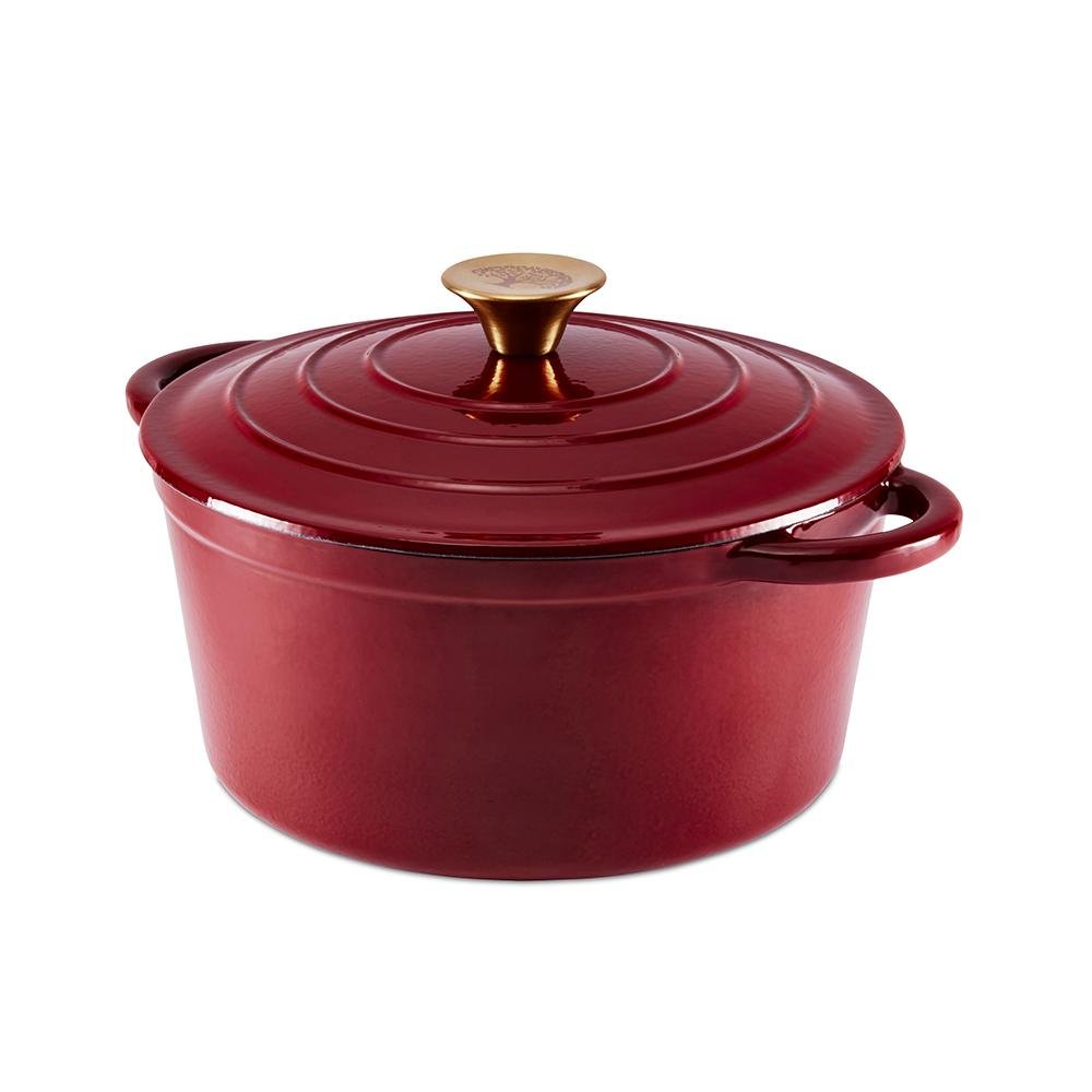 Tower 24cm Cast Iron Round Casserole Dish Bordeaux Red - Beales department store