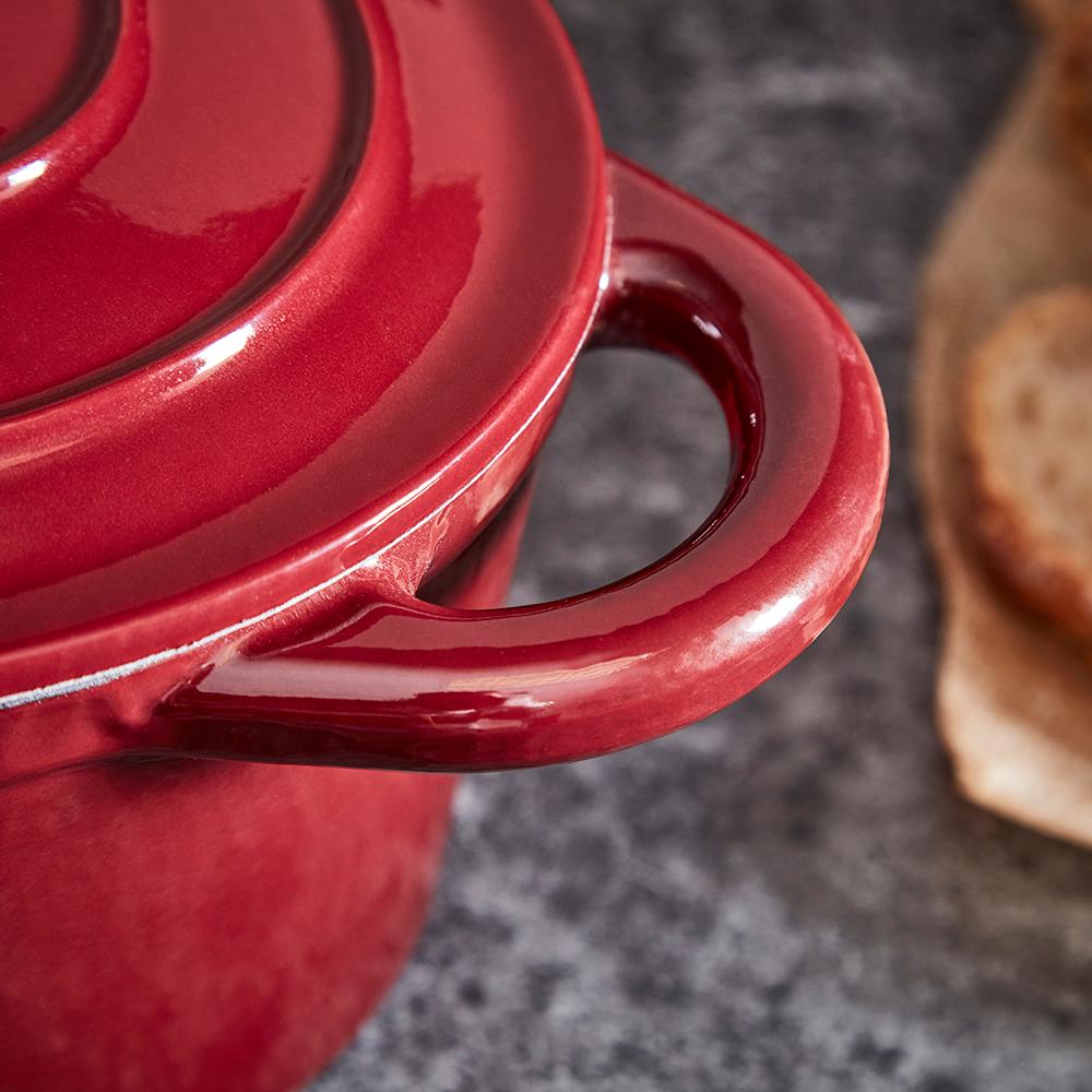 Tower 29cm Cast Iron Oval Casserole Dish Bordeaux Red - Beales department store