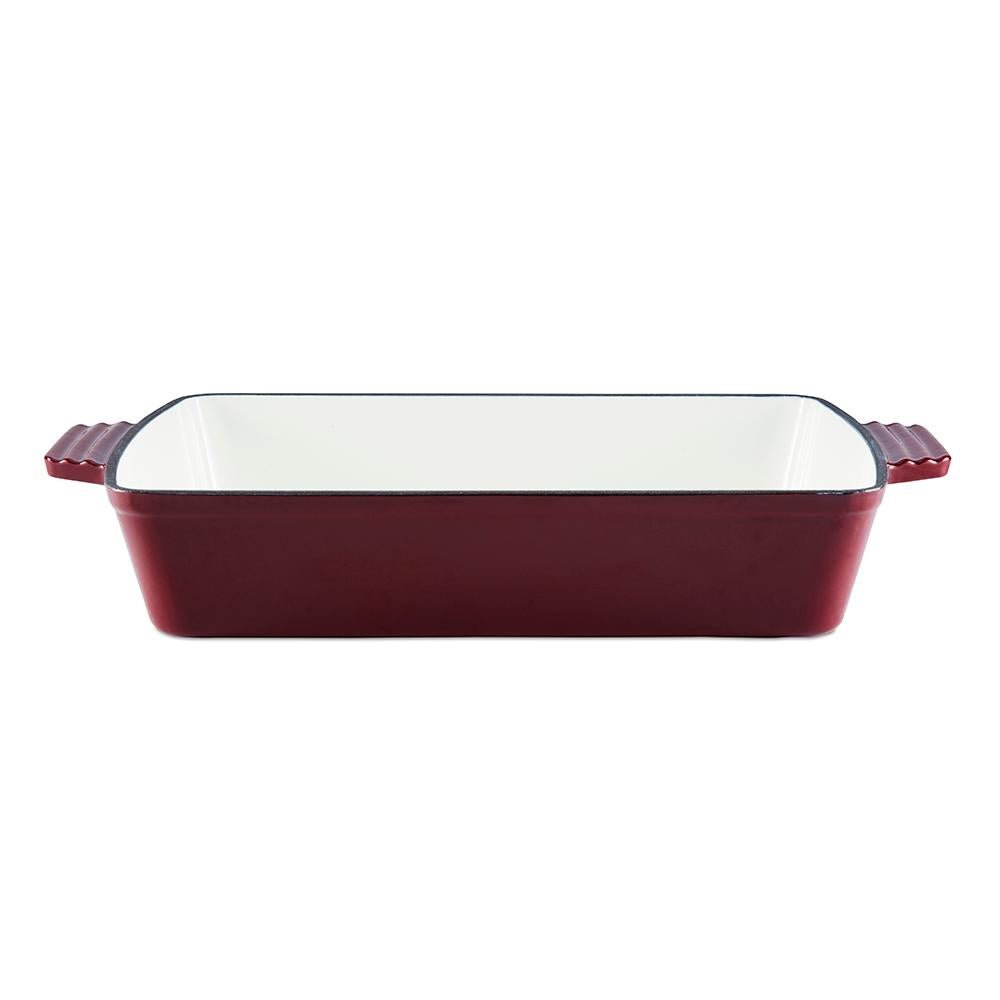 Tower 39cm Cast Iron Rectangular Roaster Bordeaux Red - Beales department store