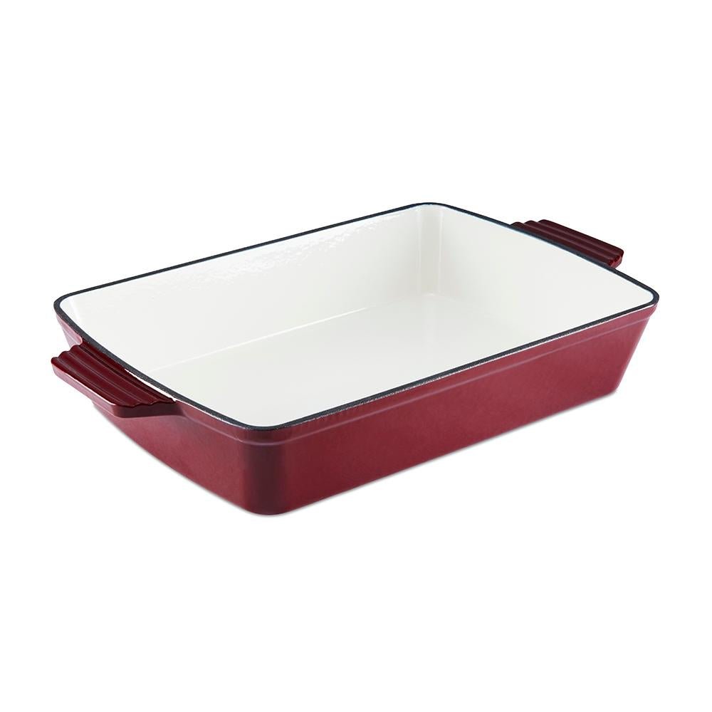 Tower 39cm Cast Iron Rectangular Roaster Bordeaux Red - Beales department store