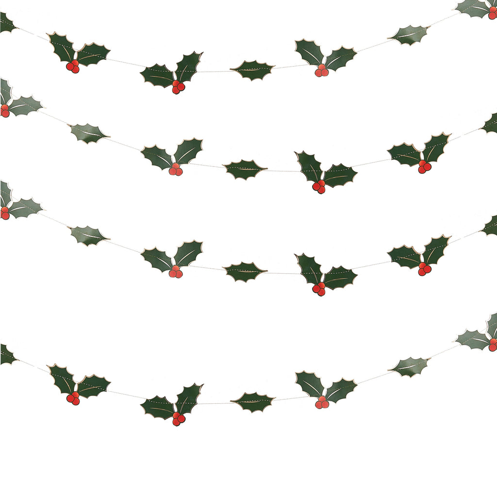 Foiled Holly Leaves Bunting Backdrop- 5 Inner Pack