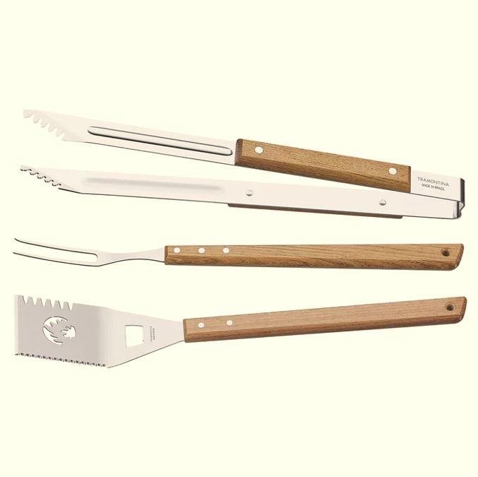 Tramontina Wooden Handle 3 - Piece Barbeque Tools Set - Beales department store