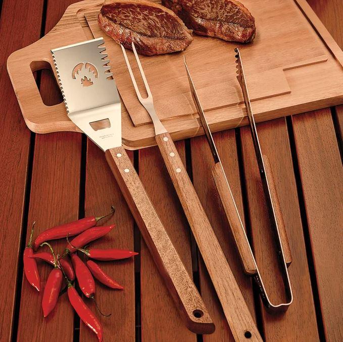 Tramontina Wooden Handle 3 - Piece Barbeque Tools Set - Beales department store