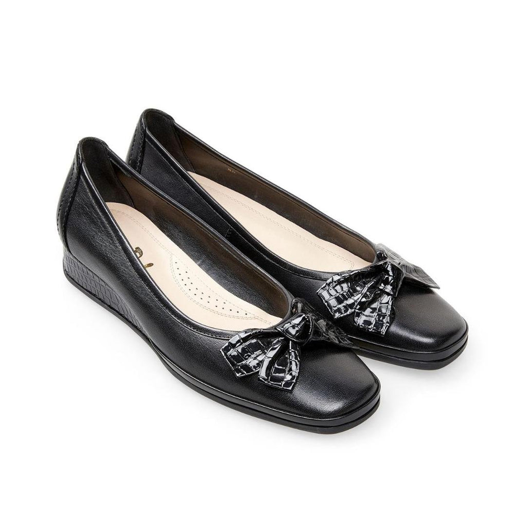 Van Dal 0119 Barbados II Wedge - Black Leather Croc - Beales department store