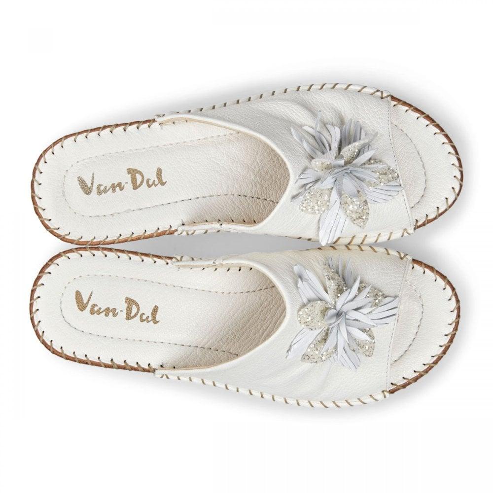Van Dal 'Banks' Mule Sandals - White Leather - Beales department store