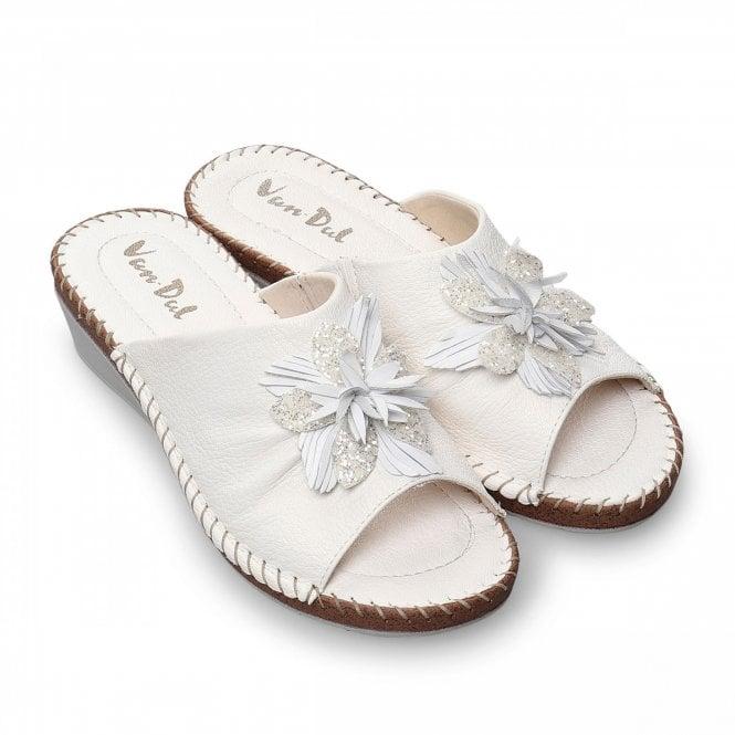 Van Dal 'Banks' Mule Sandals - White Leather - Beales department store