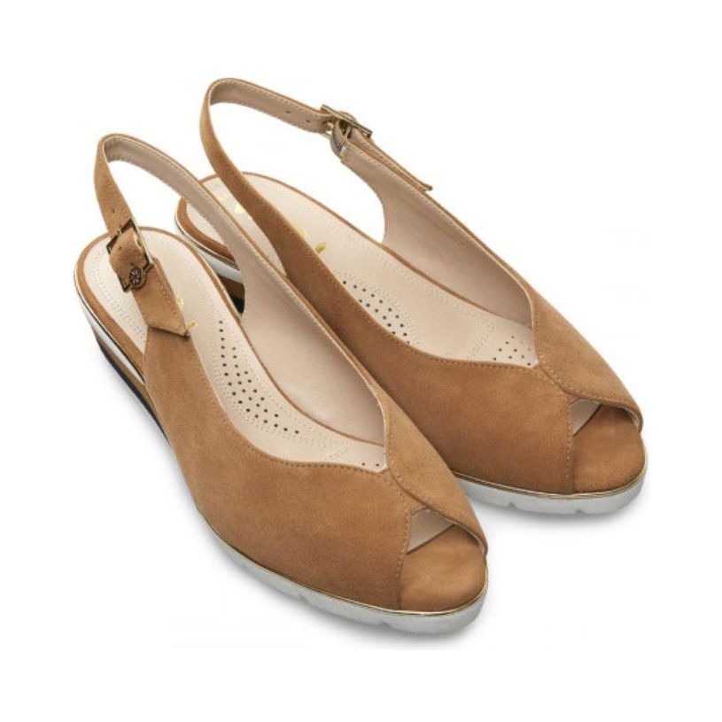 Van Dal Dial Slingback Wedge Sandal - Brown Suede - Beales department store