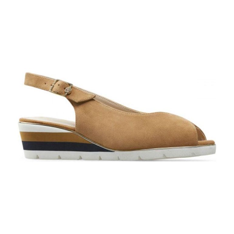 Van Dal Dial Slingback Wedge Sandal - Brown Suede - Beales department store