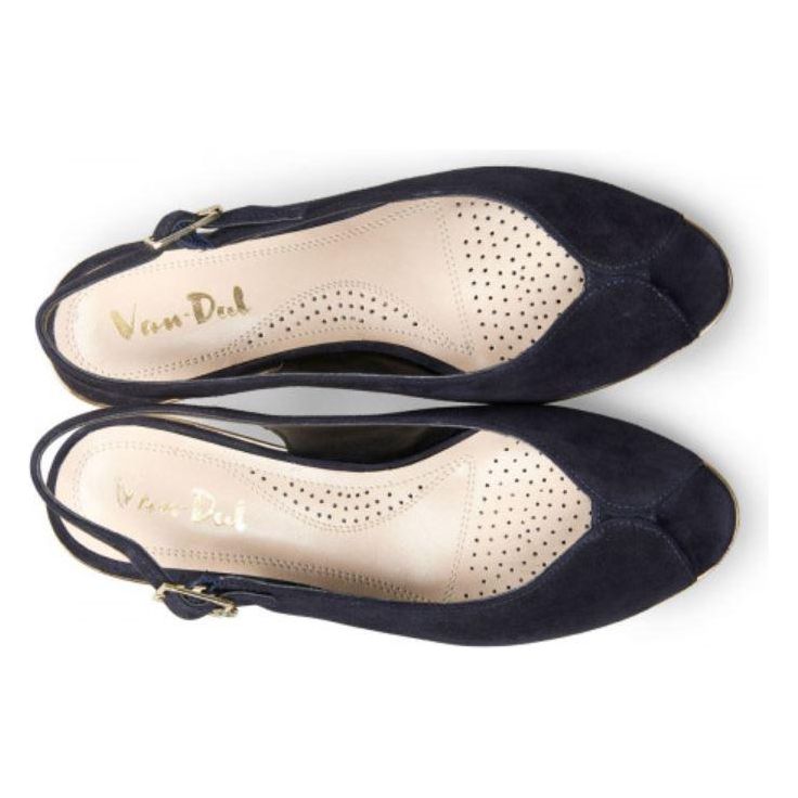 Van Dal Dial Slingback Wedge Sandal - Midnight Suede - Beales department store