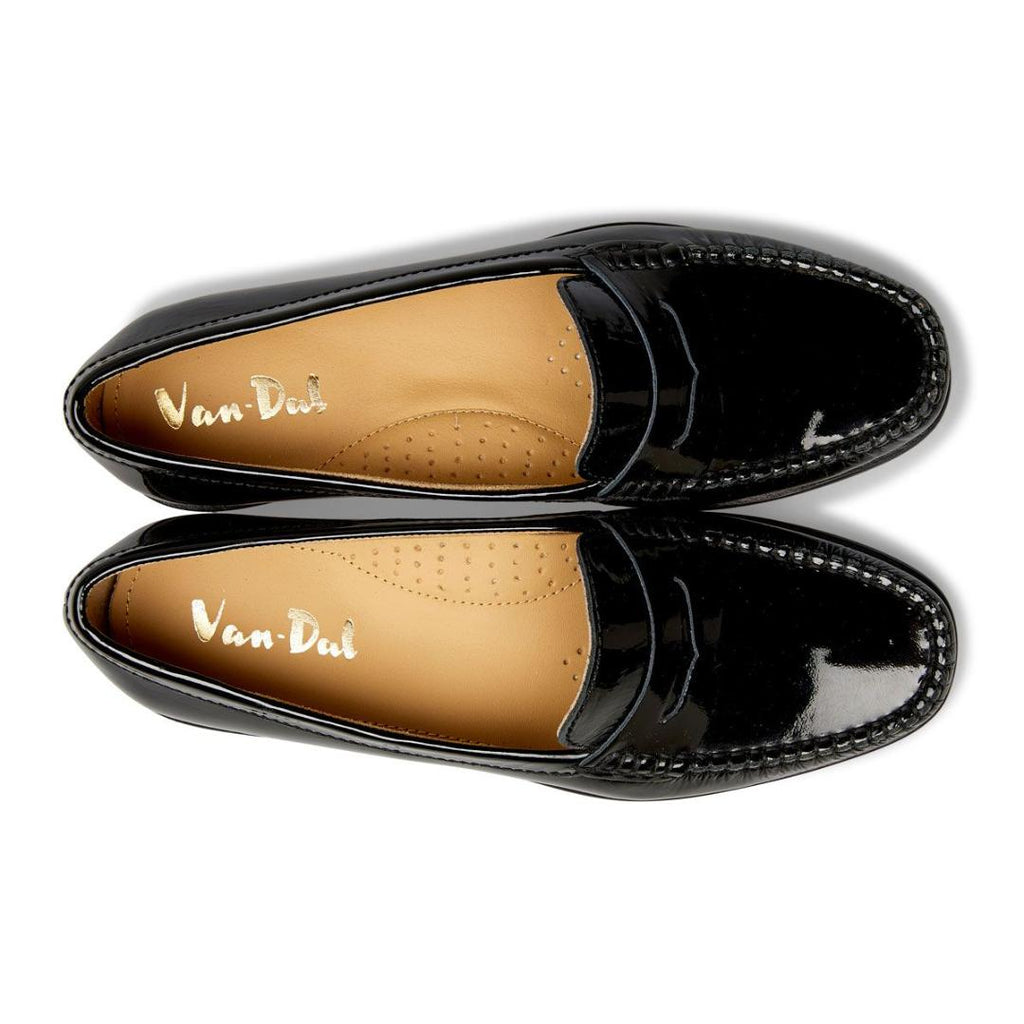 Van Dal Hampden Loafers - Black Patent - Beales department store
