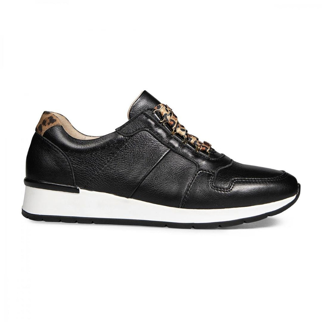 Van Dal 'Reydon' Wedge Lace Up Trainers - Black Leather - Beales department store