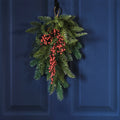 Foliage Christmas Door Swag with Berries