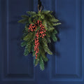 Foliage Christmas Door Swag with Berries- 6 Inner Pack