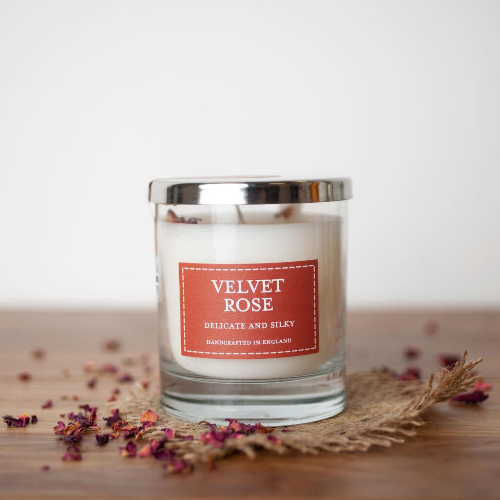Velvet Rose Pastel Medium Candle glass - Beales department store