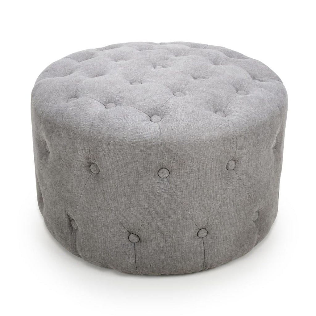 Verona Small Round Light Grey Pouffe - Beales department store