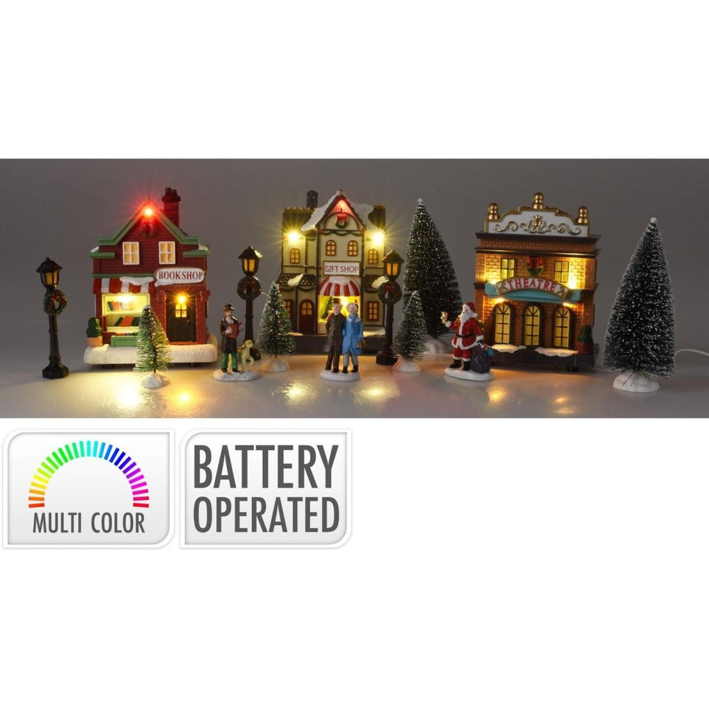 Village With LED Lights 14 Piece - Beales department store