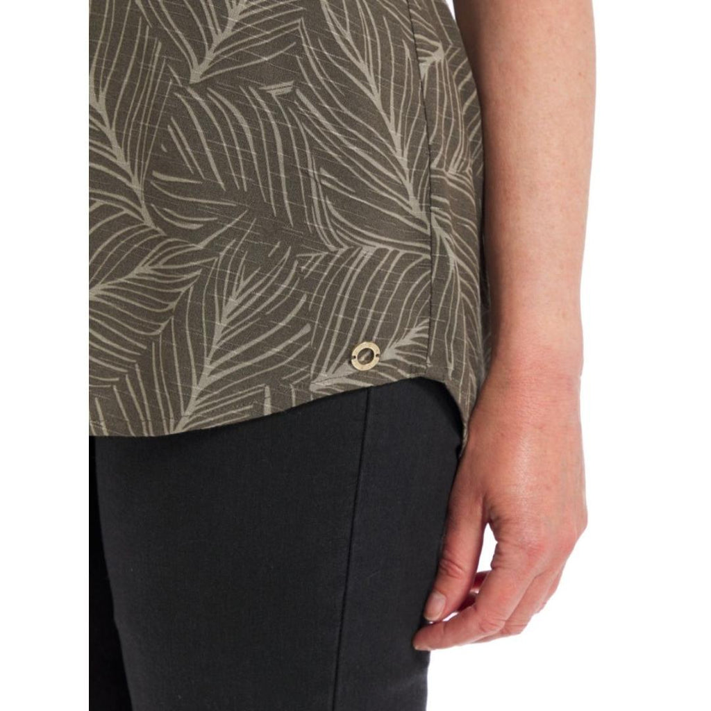 VIZ-A-VIZ Front Zip V-neck Leaf Print Tunic - Beales department store